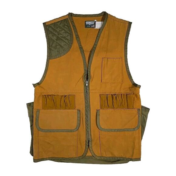 Vintage SAFTBAK Men's Small Hunting Vest Back Pouch Padded Shoulder Made In USA - Picture 1 of 6